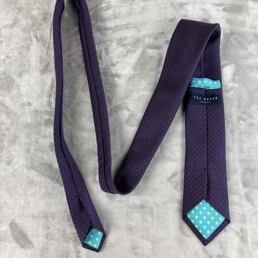 Ted Baker London Necktie Silk/ Wool Purple Blue Micro Pattern‎ Colorful (1297)
